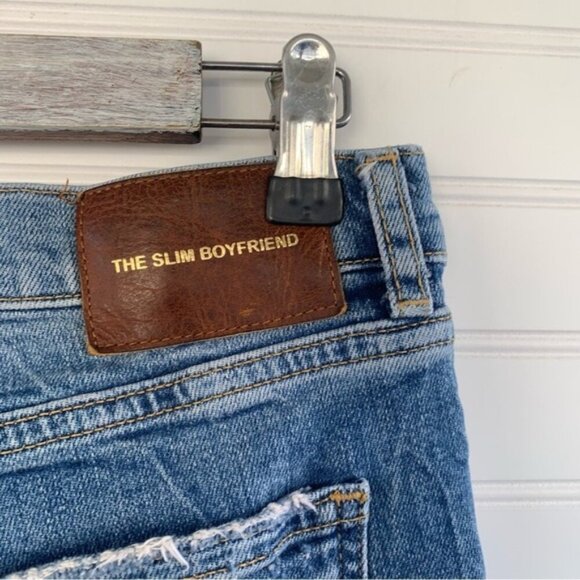 Zara The Slim Boyfriend Style Blue Denim Distressed Jeans Size 4 - Picture 3 of 8